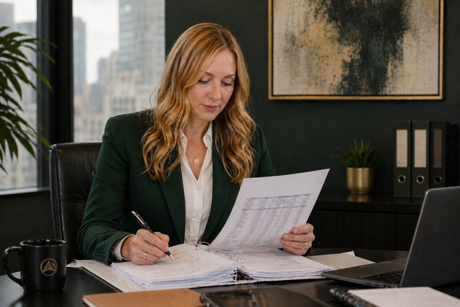 HR Director reviewing audit documentation